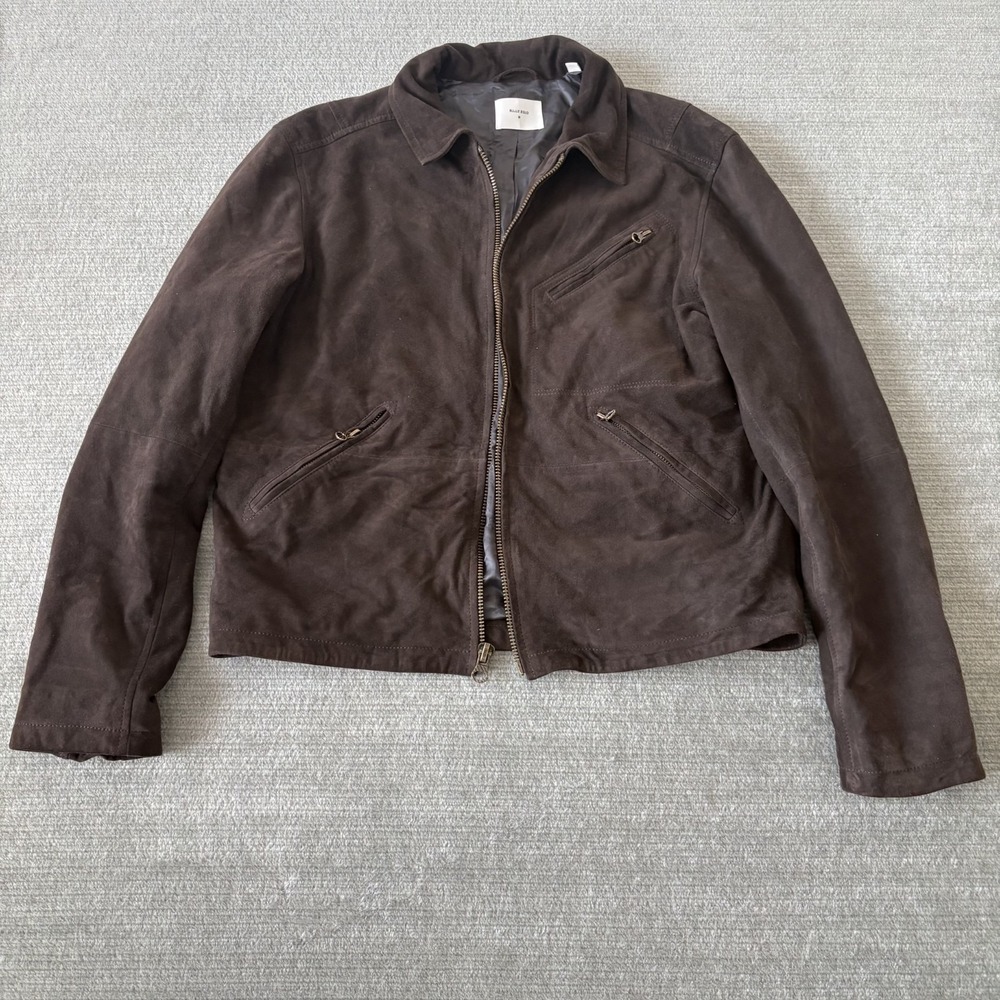 Billy Reid Blake Jacket Mens M Chocolate Brown Goat Suede Pockets Minimalist